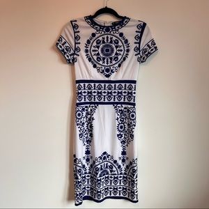 Blue and white dress